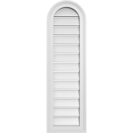 Ekena Millwork Round Top Surface Mount PVC Gable Vent: Functional, w/ 2"W x 1-1/2"P Brickmould Frame, 12"W x 40"H GVPRT12X4002SF